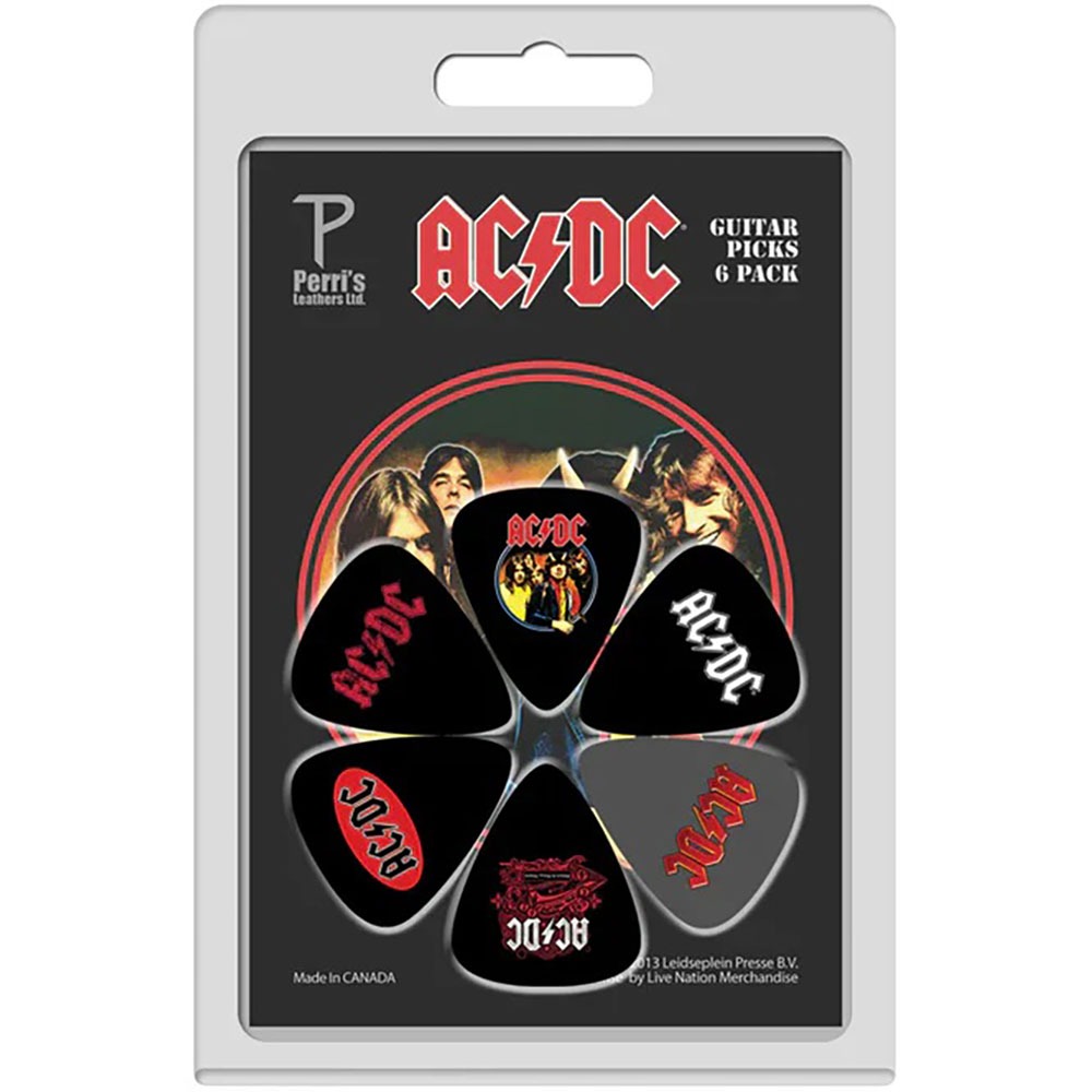 AC/DC - Logos Covers 6Pack Plectrum - Black/Multicolours